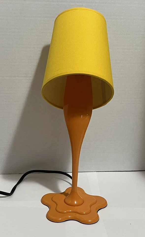 LumiSource Woopsy Yellow Table Lamp Paint Spill Retro Pop Art MCM Plastic -Works - Image 2 of 4