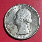 1936 US Washington SILVER Quarter! AU! SHARP! Early Date! Old US Coin!