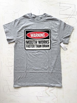 DOM  Warning Mouth Works Faster Than Brain  Graphic T-Shirt   Size Small