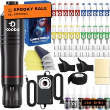 Tattoo Gun Kit Complete Tattoo Machine Set with Professional Rotary Tattoo Pen R