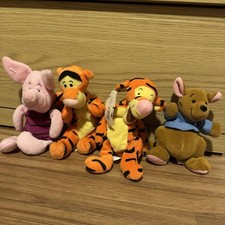 Lot of 4 Vintage Disney Tigger Eeyore Piglet  Roo Plushes Winnie The Pooh 90s