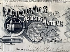 Asbestos New York R M GILMOUR MFG Co John Street 1896 Vignette BILL/LETTER HEAD
