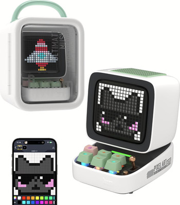 White Divoom Ditoo Retro Pixel Art Game Bluetooth Speaker with 16X16 LED 