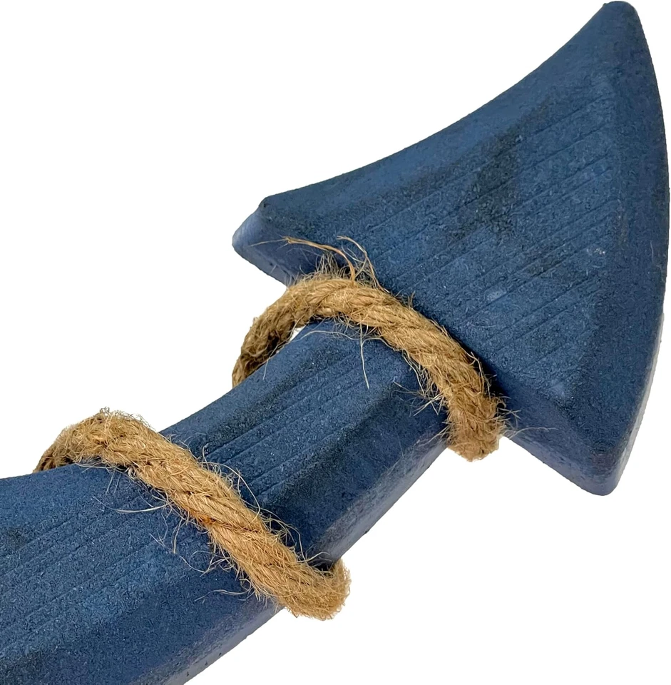 Ancla de barco grande 24"X16" y cuerda colgante de pared - acabado azul pintado a mano para Nau Foto 3 de 4