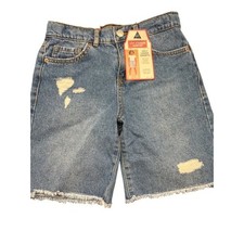 Levi Strauss Signature Girls Shorts Denim Distressed Blue 8 Reg Summer Casual
