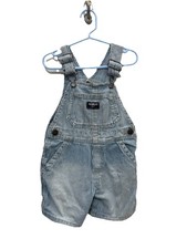 OshKosh B'gosh Blue White Striped Denim Overall One-Piece Button Baby