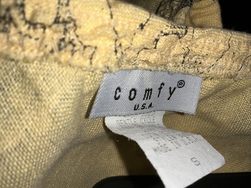 Linen Skirt S Long A-line Elastic Waist, USA Made Vintage Butter Yellow Floral - Picture 3 of 11
