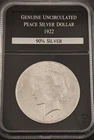 1922 GENUINE UNC PEACE SILVER DOLLAR - PCS STAMPS & COINS SLABBED COIN (7682)