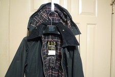 BARBOUR - A155 BEAUFORT WAX COTTON JACKET  HOOD - NAVY- MADE IN UK -  38