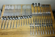 68 pc All American Stainless Oneida Atomic Starburst MCM Style Spoon Fork Knife