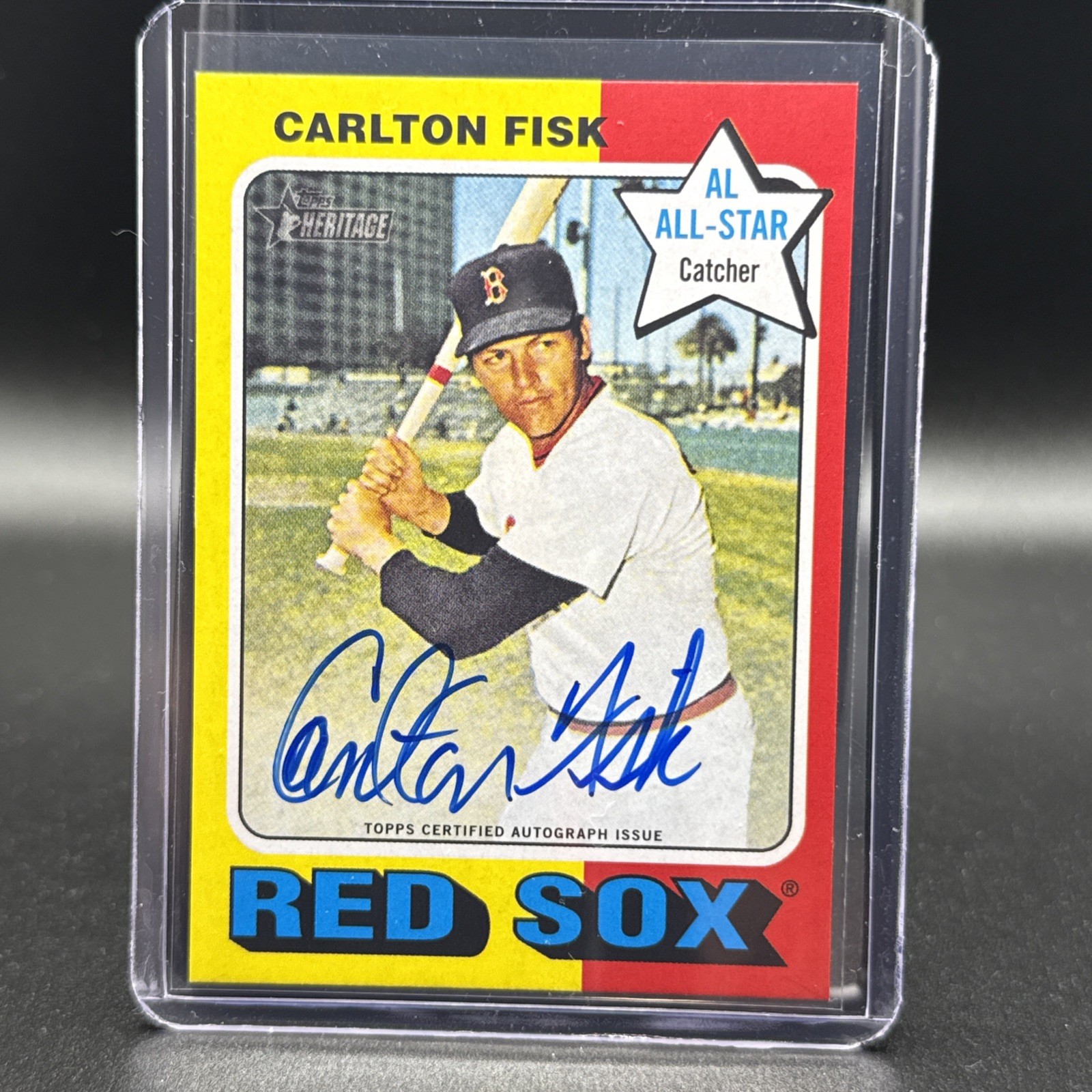 2024 Topps Heritage High Number Carlton Fisk Real One Reverse Auto Red Sox