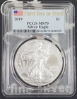 2019 American Silver Eagle - 1 oz .999 Fine Silver - PCGS Graded MS 70