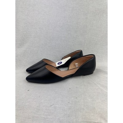 A New Day Womens Black Pointed Toe D'Orsay Flats Memory Foam Slip On Shoes 6