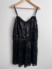 V By Very Black Sequinned Sequin Dress Strappy Size 22 New Tagged Adjustable 065