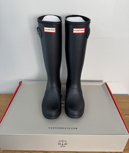 Hunter Women's Original Tall Waterproof Rain Boot, Matte Black, Multiple Sizes - Picture 1 of 5