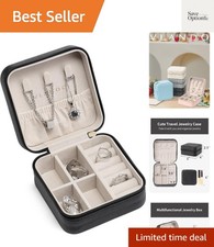 Travel Jewelry Box, Small Jewelry Travel Organizer Case for Girls Women - Black