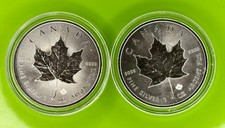 ( TWO ) 2015 CANADA 1 oz SILVER ARGENT PURE $5 DOLLAR MAPLE LEAF COINS 9999