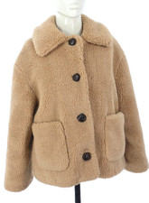Zara Womens Fluffy Camel Coat Outerwear Teddy Jacket Blogger Style Teens Size Xs