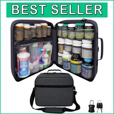 Extra-Large Pill Bottle Organizer: Travel Medicine Bag with Lock  19 Pockets
