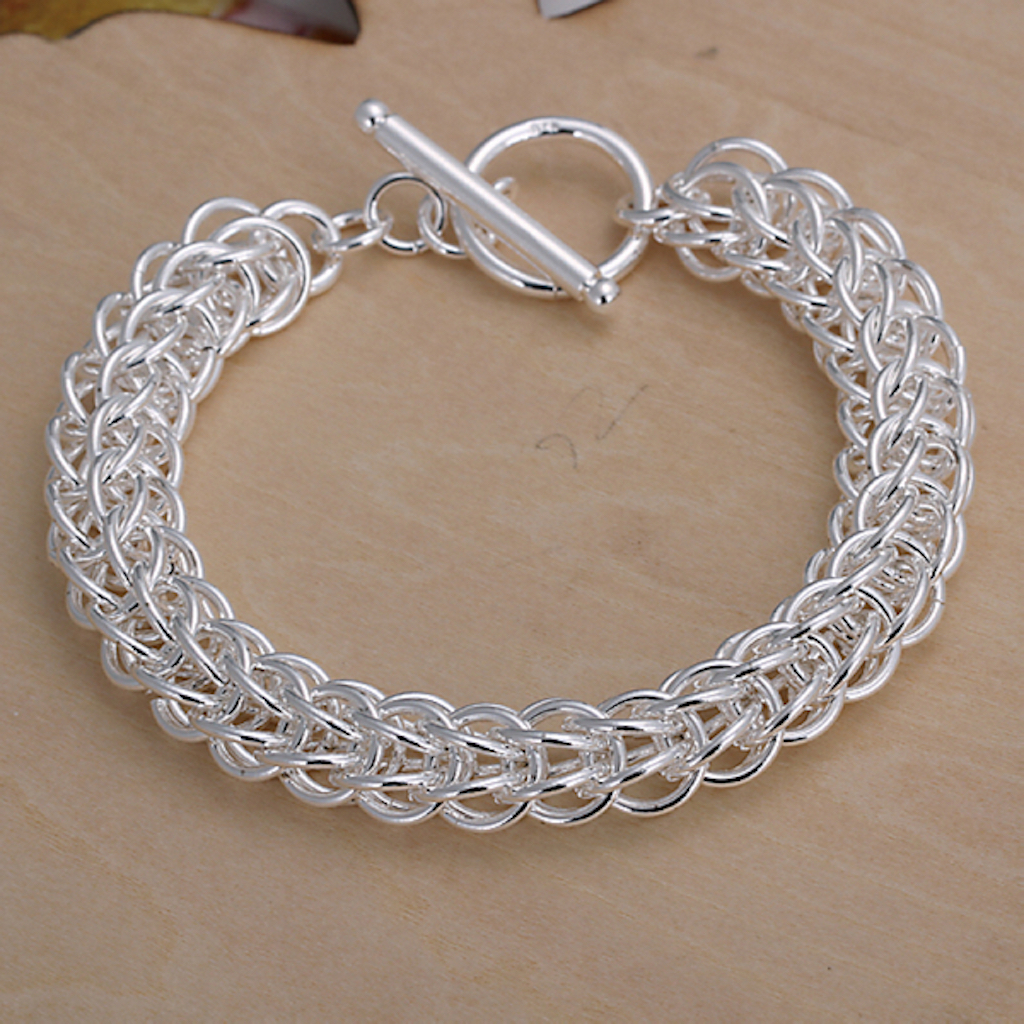 Women's Unisex 925 Sterling Silver Bracelet 7.5 Inches 10MM Women's Unisex 925 Sterling Silver Bracelet 7.5 Inches 10MM