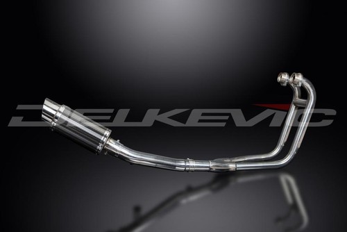 SUZUKI GS500 E/F 1989-2009 FULL 2-1 EXHAUST SYSTEM 200mm CARBON ROUND SILENCER - Picture 2 of 4