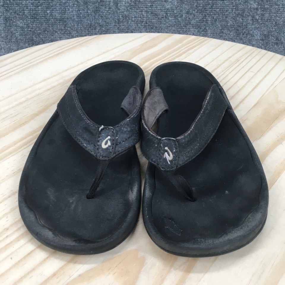 Sandalias OluKai para mujer 7,5 Ohana chanclas tanga negras sin cordones puntera informales Foto 3 de 4