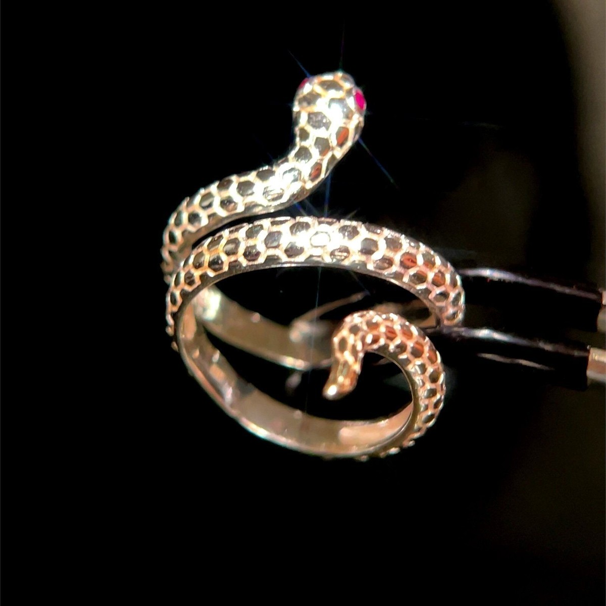 Silver 925 Snake Red Eyes Ring View 5