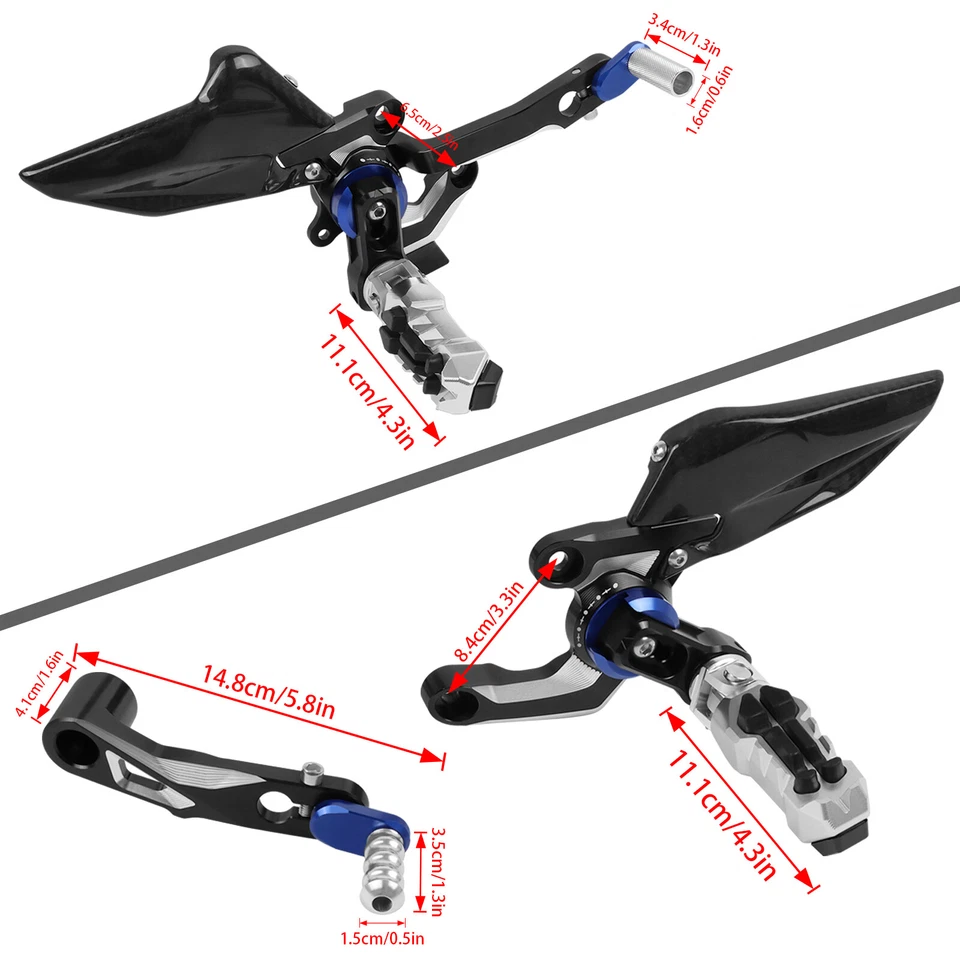 For BMW S1000XR 2019-25 M1000XR Carbon Fiber Adjustable Footpegs Rearsets Rear - Image 2 of 4