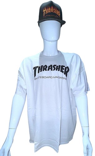 Thrasher Magazine Trademark Short Sleeved T-Shirt 2XL White & Black Font