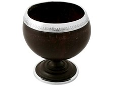 Antique Circa 1820 Sterling Silver Mounted Coconut Cup