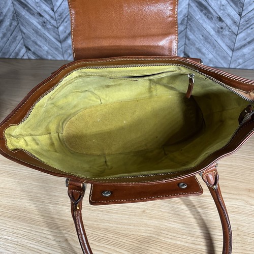 Vintage Kate Spade braune Leder Schultertasche kräftige Nähte doppelter Riemen - Bild 7 von 10