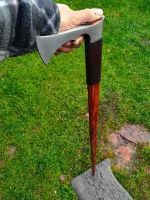 Walking Stick AXE | ROSE Wood Handle, Carbon Steel | Best Gift For Grand Parents
