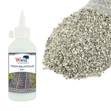 WWS 500g Ballast & 250ml Glue Kit for Model Tracks – Medium Grade Mixed Grey