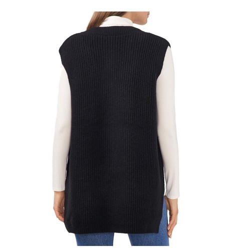 VINCE CAMUTO WOMEN'S OVERSIZED VEST Black LONG SLEEVELESS SIZE X-Large New XL - Picture 3 of 5