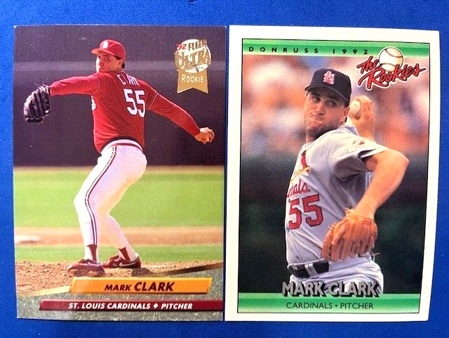 Mark Clark 1992 Fleer Ultra RC & 1992 Donruss The Rookies - Cardinals