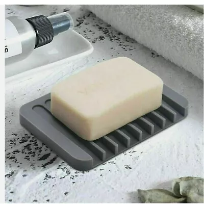 New Silicone Soap Bathroom Dish Soapbox Plate Tray Drain Jewelry Holder Wash