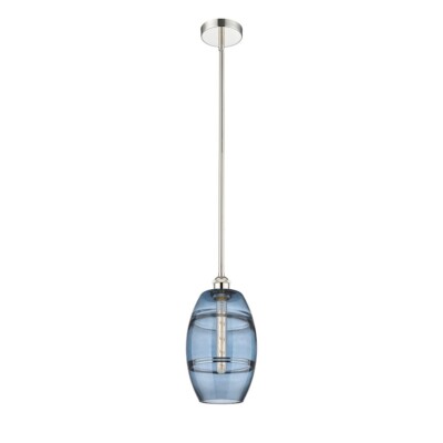 Innovations 616-1S Vaz 1Lt 8'' Stem Mini Pendant, PN/Blue - 616-1S-PN-G557-8BL