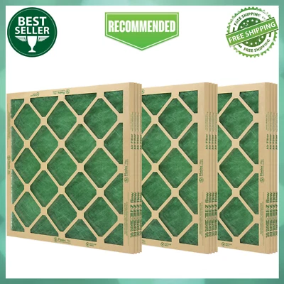 (12 Pack) Flanders Precisionaire Nested Glass Air Filter - 20" x 20" x 1", Green