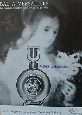 REKLAME JEAN DESPREZ PARFUM BAL A VERSAILLES EAU DE COLOGNE VON 1973 FRANZÖSISCHE ANZEIGE