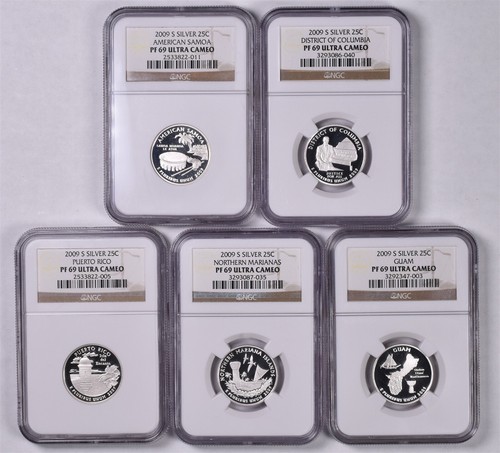 2009-S Silver Territories & DC Quarters 5 Coin Set - NGC PF69 ULTRA CAMEO