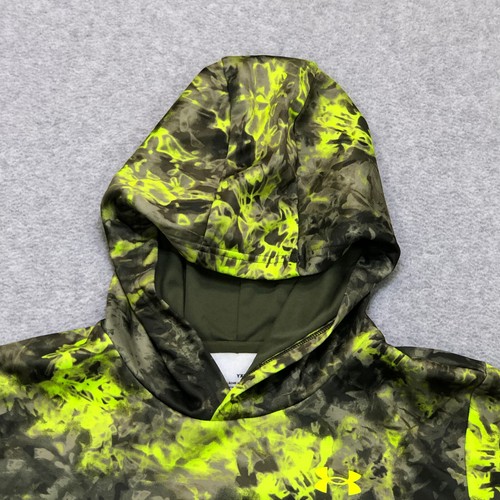 Under Armour Hoodie Boys Youth Extra Large Yellow Camouflage Pullover Outdoor - Picture 2 of 10