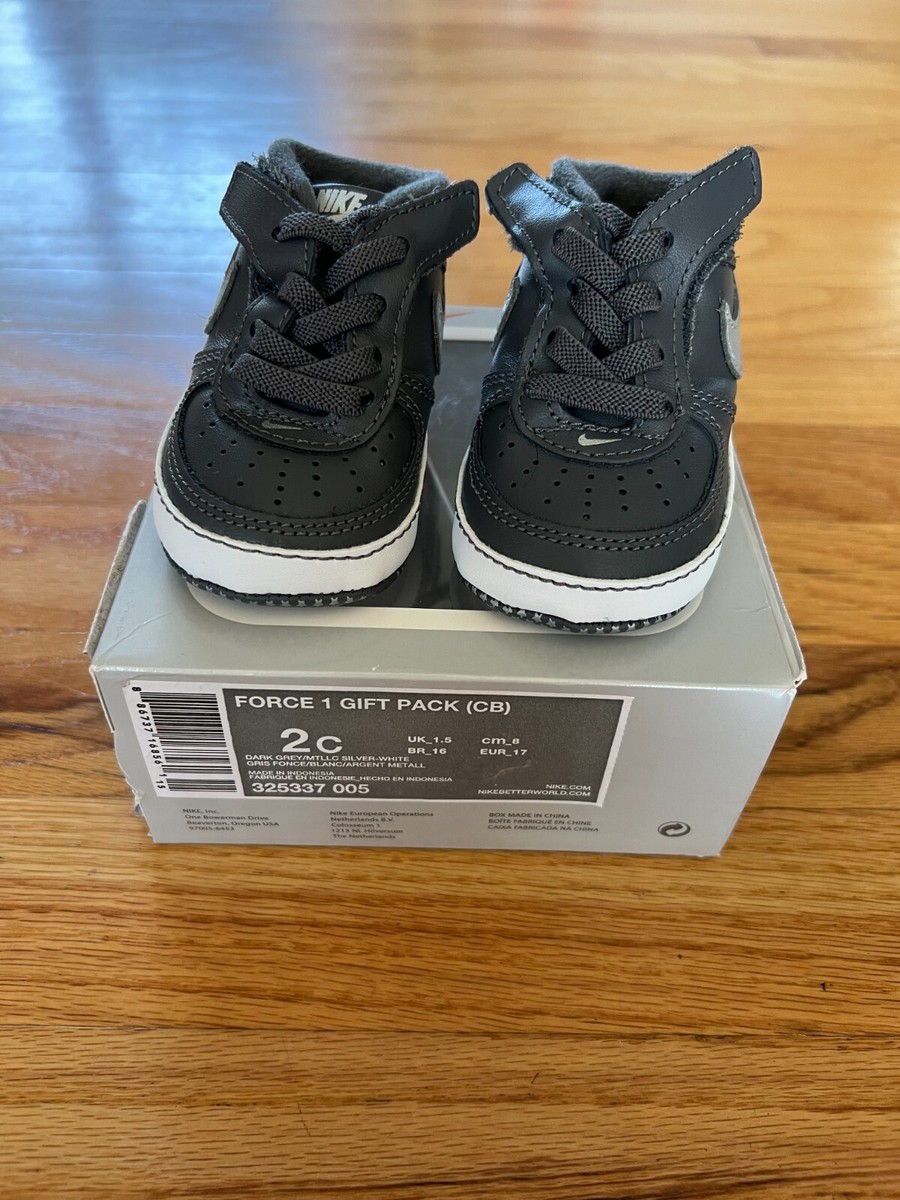 NEW Nike Air Force Infant Crib Soft Bottom Dark Grey Sneakers
