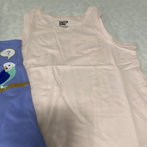 Spotted Zebra Lot of (2) Large/10 Girls Tank Tops Graphic Birds/Plain Tank NWOT - Picture 3 of 7