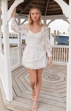 NWT LoveShackFancy Alela Lace Mini Dress True White Size 4 $425