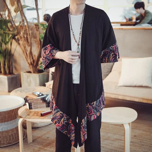 Sommer Kimono Strickjacke Herren Männer Samurai Kostüm Kleidung Kimono Jacke - Bild 22 von 38