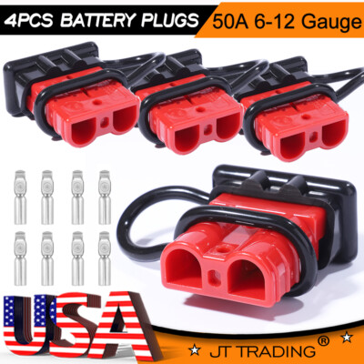 2/4x Red 50A Battery Quick Connect Wire Harness Plug Disconnect Winch Connector