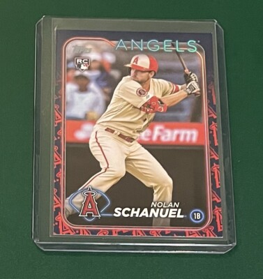 Nolan Schanuel 2024 TOPPS SERIES 1 #53 ANGELS TEAM COLOR BORDER SSP CASE HIT!