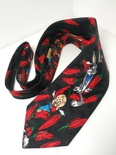 1995 Vintage Looney Tunes Mania Tie - Taz Sam Elmer Duffy Bugs 100 Poly EUC