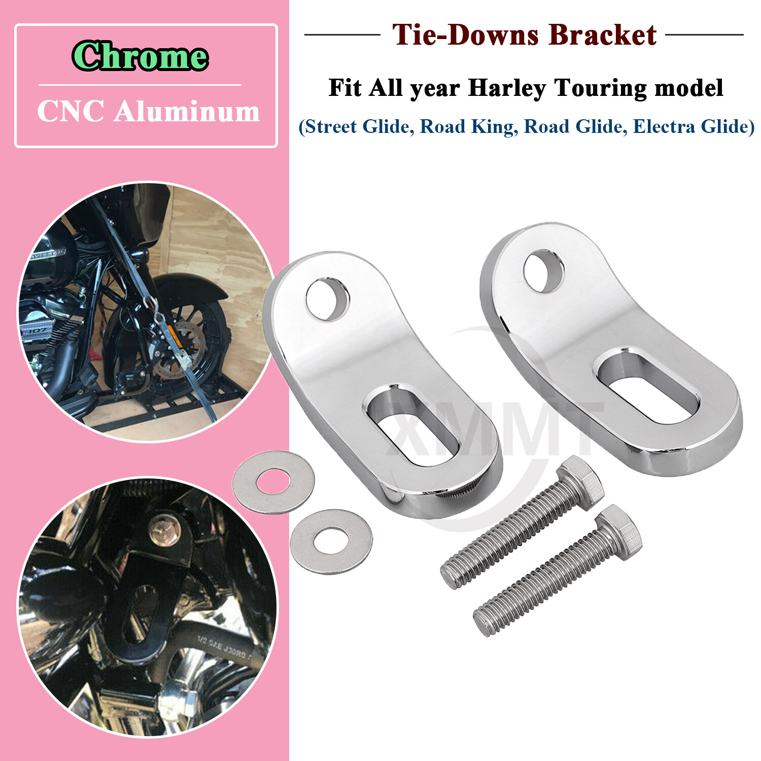 Chrome Touchless TieDowns Bracket For Harley Touring Electra Road