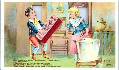Knapp Root Beer Novelty Die Cut Trade Card Before & After - Act 1 & 2